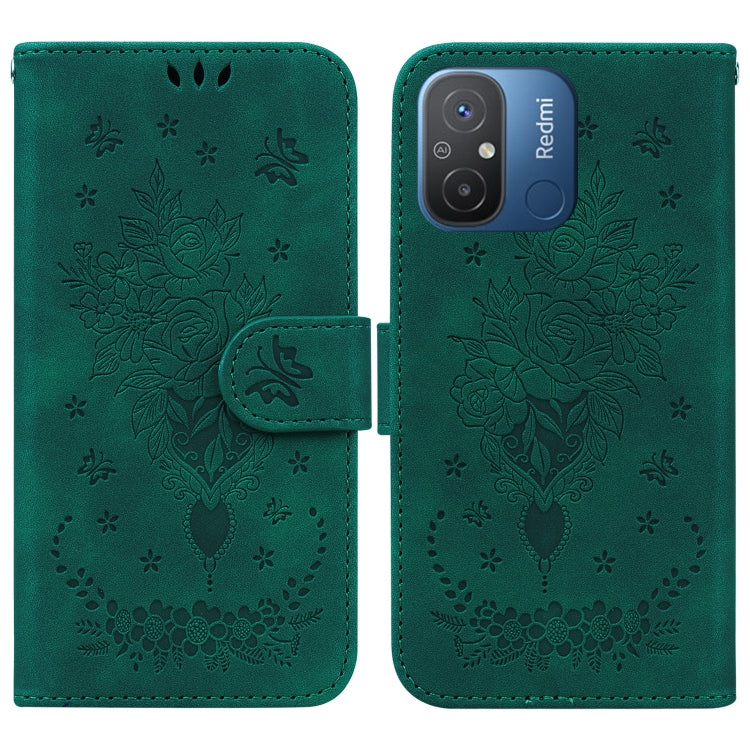 For Xiaomi Redmi 12C / 11A Butterfly Rose Embossed Leather Phone Case