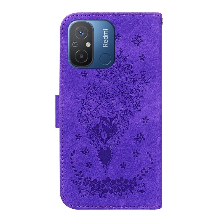For Xiaomi Redmi 12C / 11A Butterfly Rose Embossed Leather Phone Case