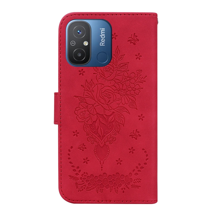 For Xiaomi Redmi 12C / 11A Butterfly Rose Embossed Leather Phone Case