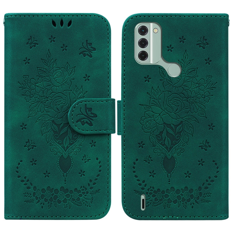 For Nokia C31 Butterfly Rose Embossed Leather Phone Case