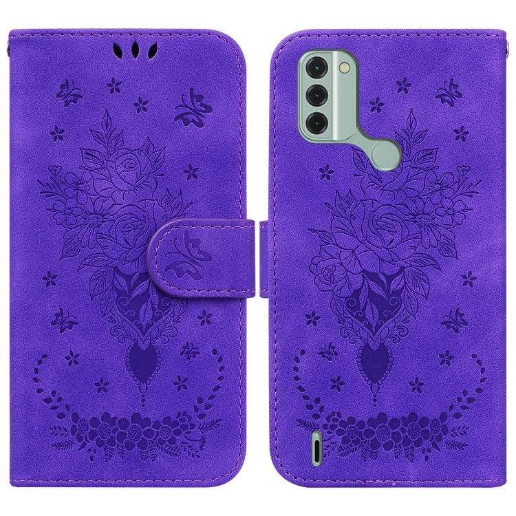 For Nokia C31 Butterfly Rose Embossed Leather Phone Case