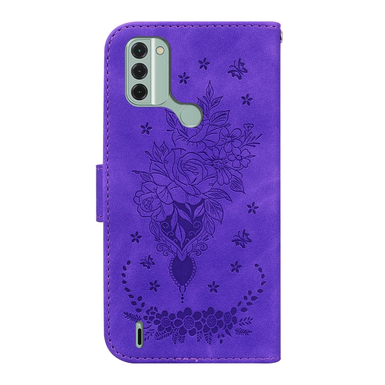 For Nokia C31 Butterfly Rose Embossed Leather Phone Case