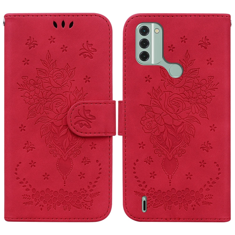 For Nokia C31 Butterfly Rose Embossed Leather Phone Case