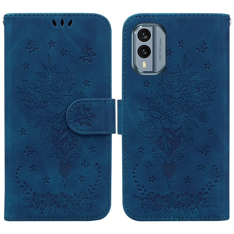 For Nokia X30 Butterfly Rose Embossed Leather Phone Case