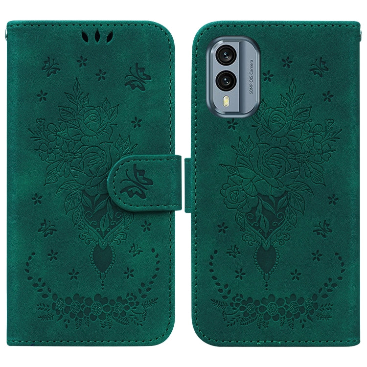 For Nokia X30 Butterfly Rose Embossed Leather Phone Case