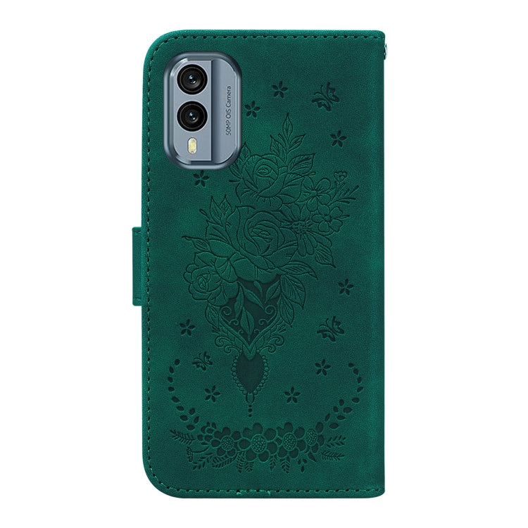 For Nokia X30 Butterfly Rose Embossed Leather Phone Case