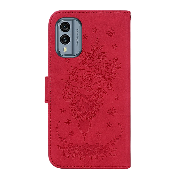 For Nokia X30 Butterfly Rose Embossed Leather Phone Case