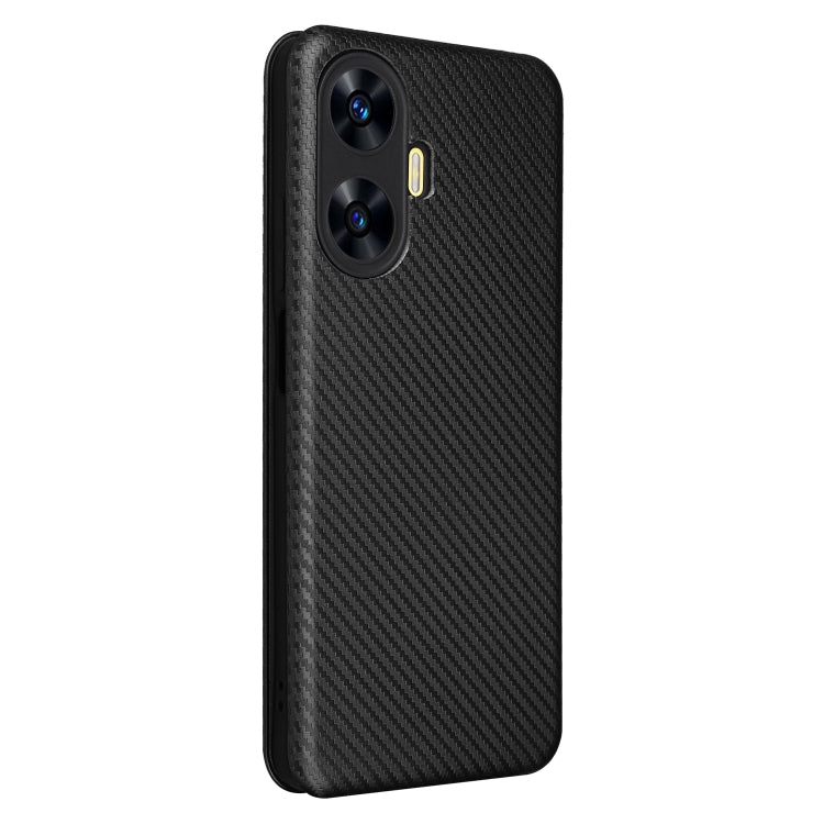 For Realme C55 Carbon Fiber Texture Flip Leather Phone Case