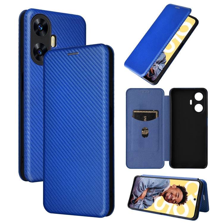 For Realme C55 Carbon Fiber Texture Flip Leather Phone Case