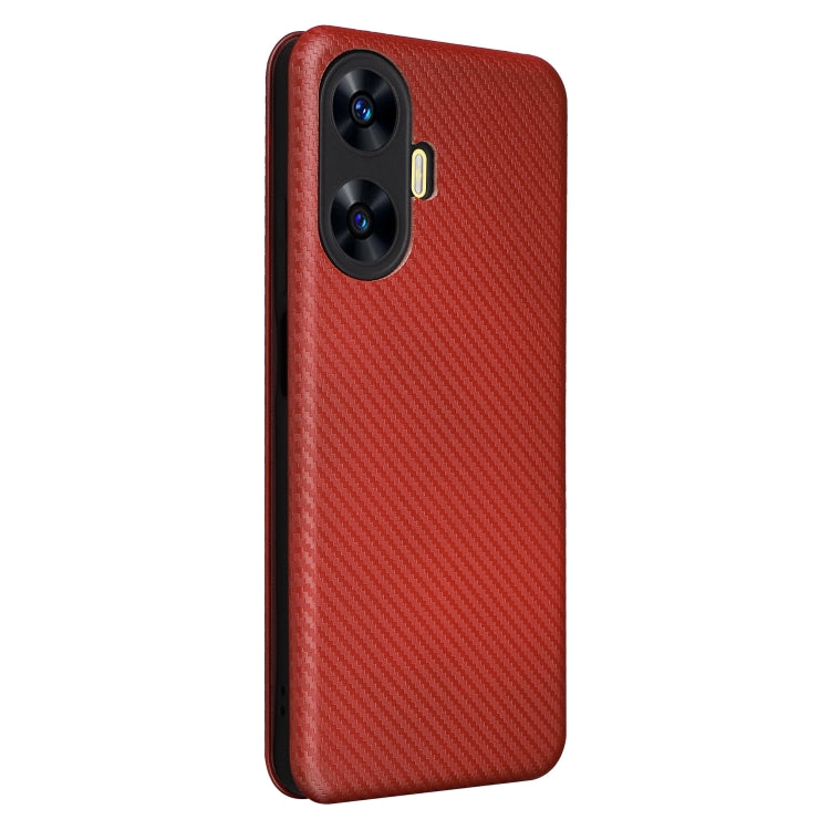 For Realme C55 Carbon Fiber Texture Flip Leather Phone Case