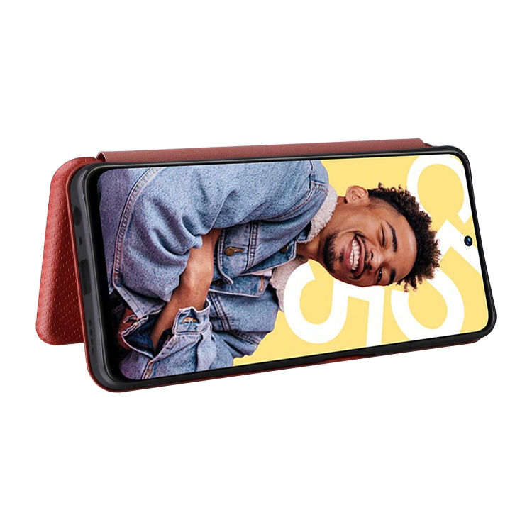 For Realme C55 Carbon Fiber Texture Flip Leather Phone Case