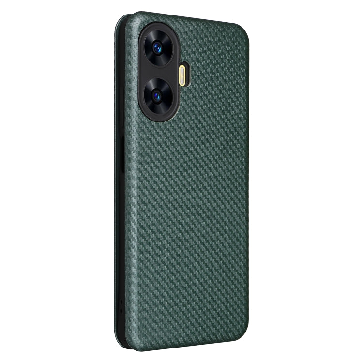 For Realme C55 Carbon Fiber Texture Flip Leather Phone Case