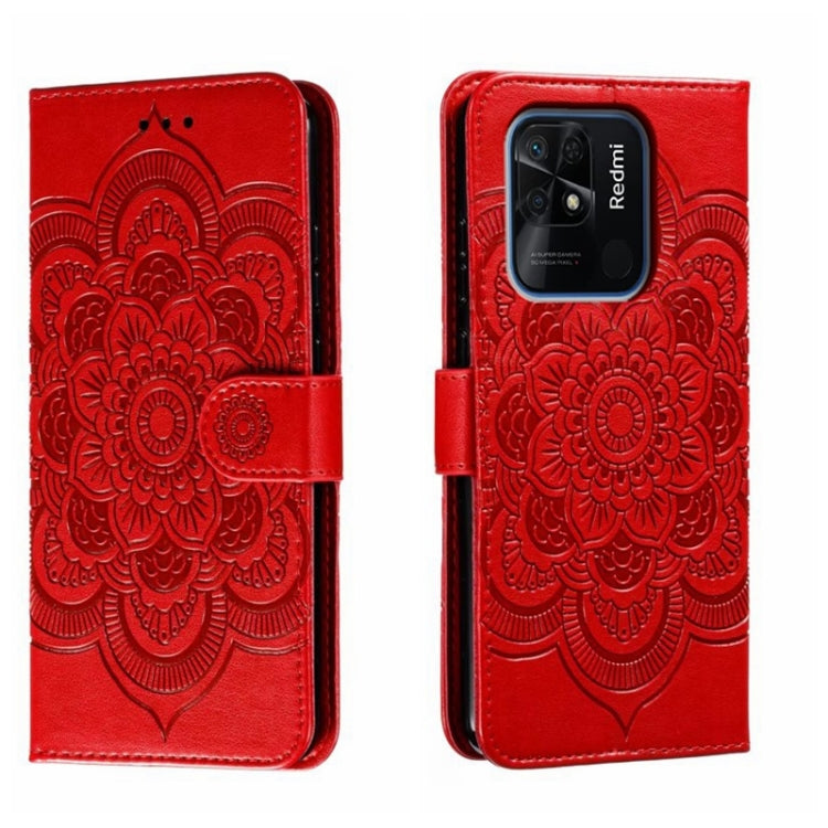 For Xiaomi Redmi 10C Sun Mandala Embossing Pattern Phone Leather Case