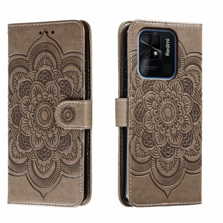 For Xiaomi Redmi 10C Sun Mandala Embossing Pattern Phone Leather Case
