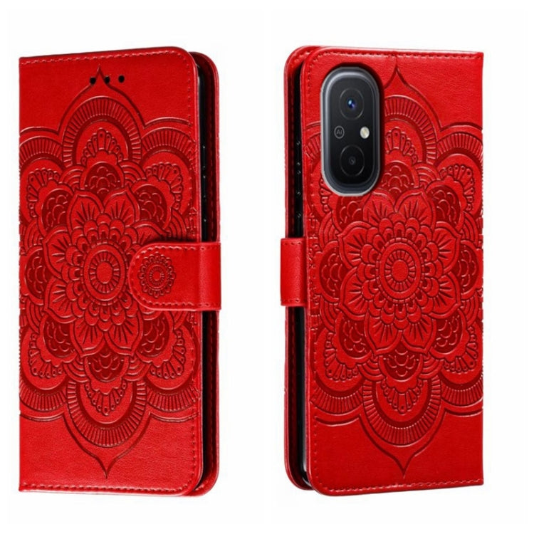 For Xiaomi Redmi 12C Sun Mandala Embossing Pattern Phone Leather Case