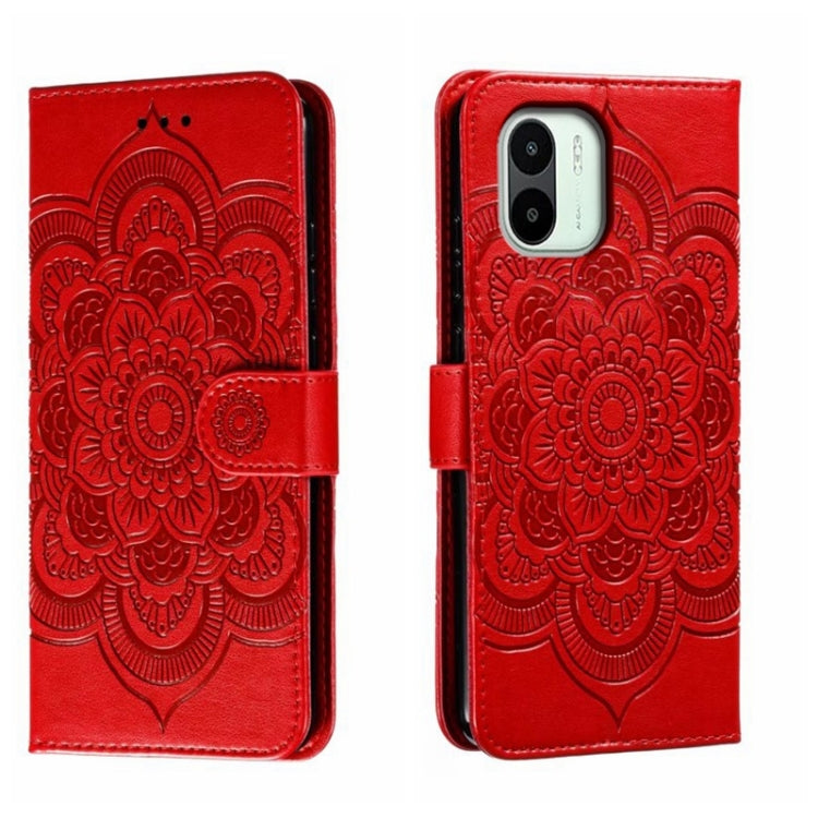 For Xiaomi Redmi A1 Sun Mandala Embossing Pattern Phone Leather Case