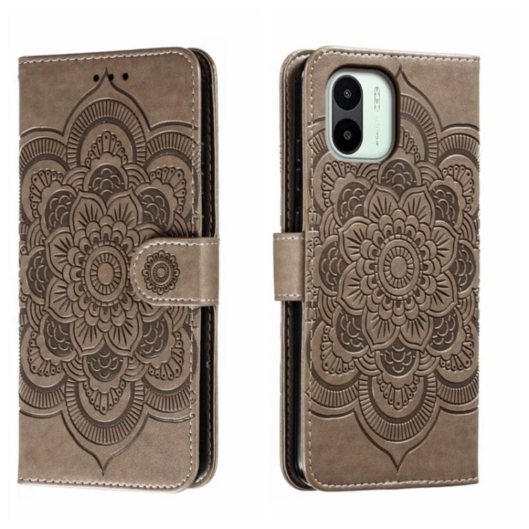 For Xiaomi Redmi A1 Sun Mandala Embossing Pattern Phone Leather Case