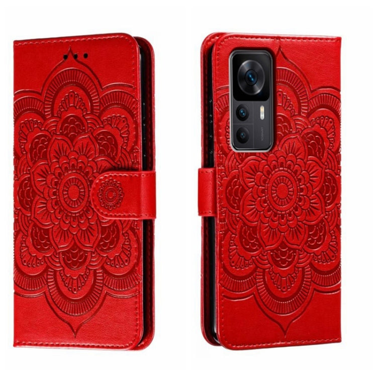 For Xiaomi Redmi K50 Ultra Sun Mandala Embossing Pattern Phone Leather Case