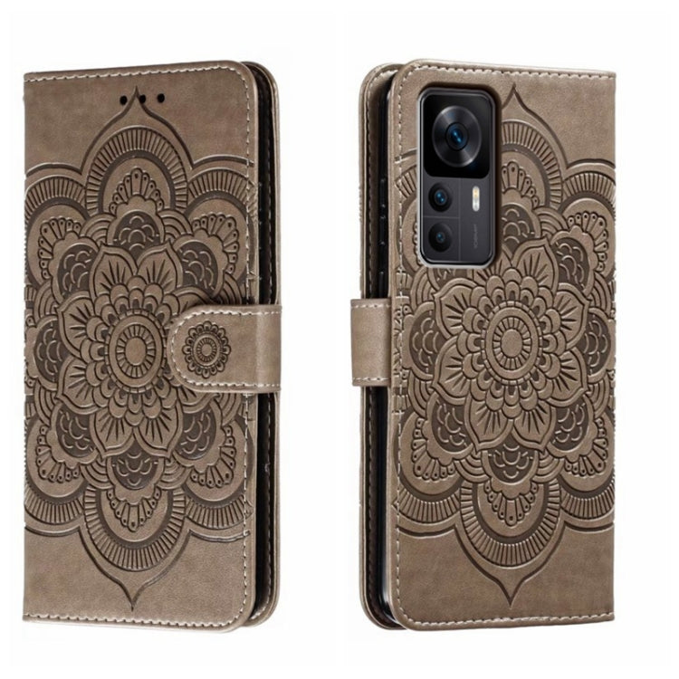 For Xiaomi Redmi K50 Ultra Sun Mandala Embossing Pattern Phone Leather Case