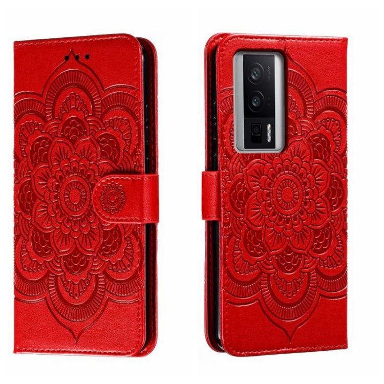 For Xiaomi Redmi K60 Sun Mandala Embossing Pattern Phone Leather Case
