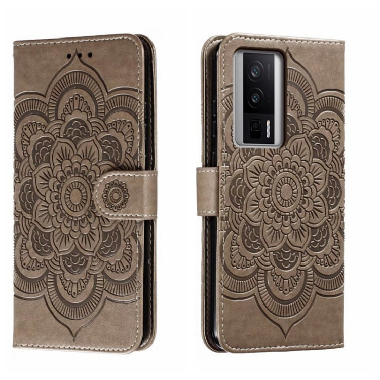 For Xiaomi Redmi K60 Sun Mandala Embossing Pattern Phone Leather Case