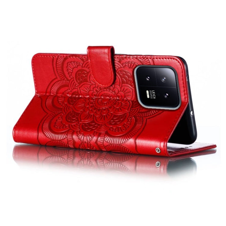 For Xiaomi 13 Sun Mandala Embossing Pattern Phone Leather Case