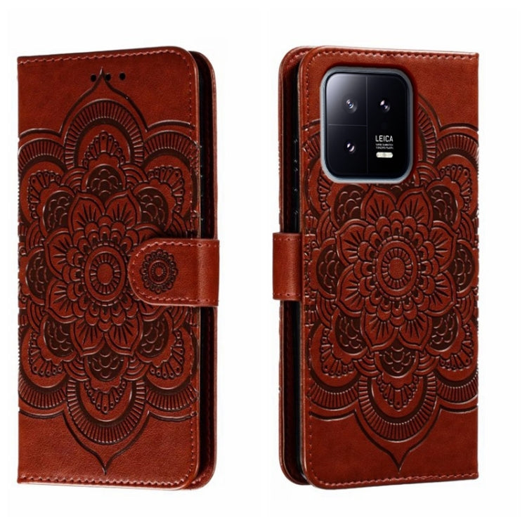 For Xiaomi 13 Sun Mandala Embossing Pattern Phone Leather Case