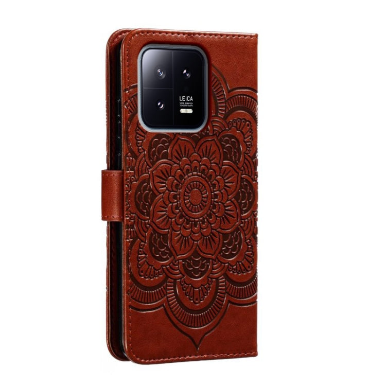 For Xiaomi 13 Sun Mandala Embossing Pattern Phone Leather Case