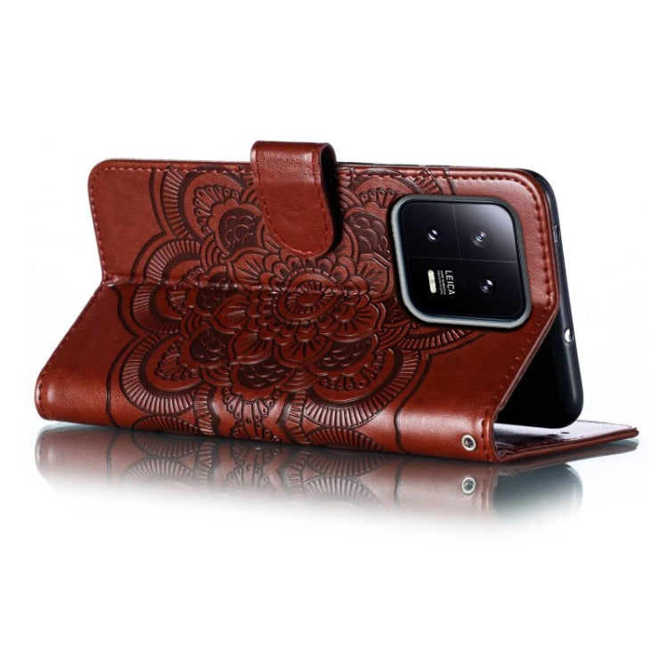 For Xiaomi 13 Sun Mandala Embossing Pattern Phone Leather Case