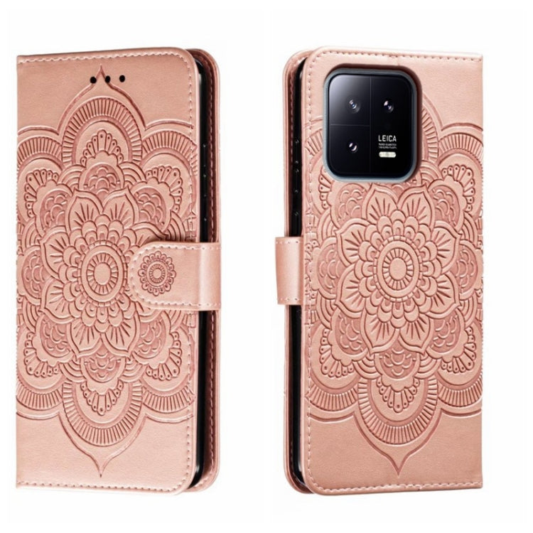 For Xiaomi 13 Sun Mandala Embossing Pattern Phone Leather Case