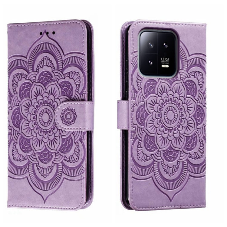 For Xiaomi 13 Sun Mandala Embossing Pattern Phone Leather Case