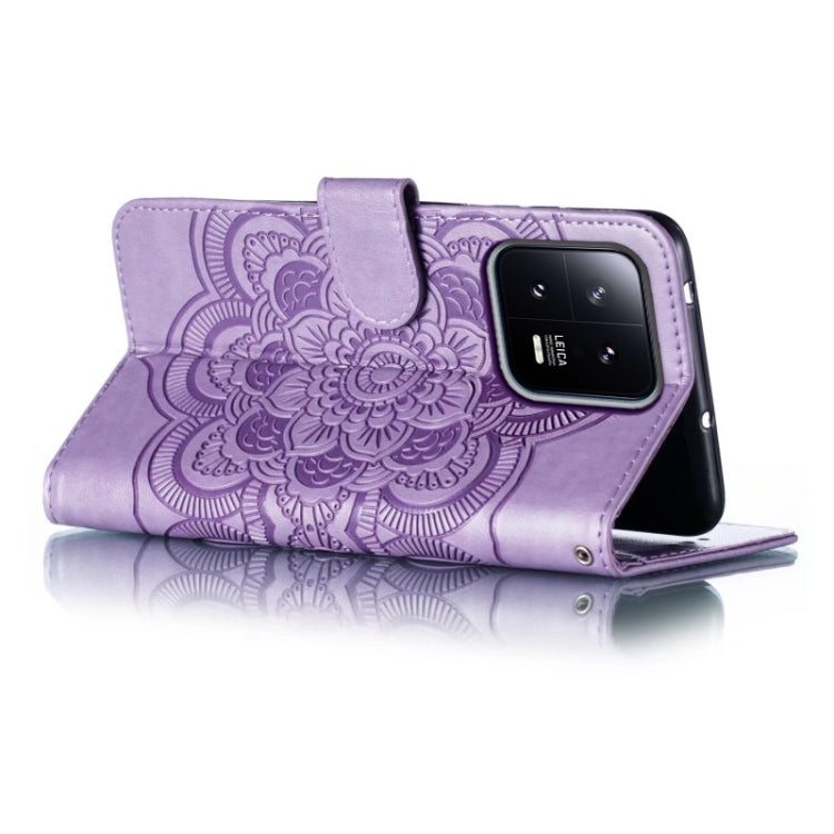 For Xiaomi 13 Sun Mandala Embossing Pattern Phone Leather Case