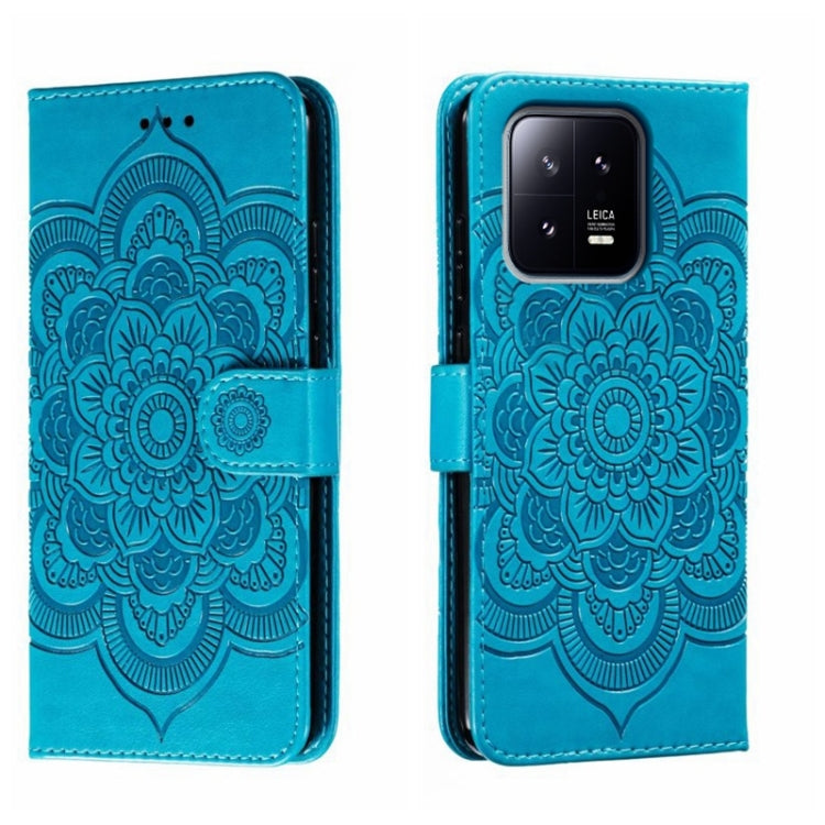 For Xiaomi 13 Sun Mandala Embossing Pattern Phone Leather Case