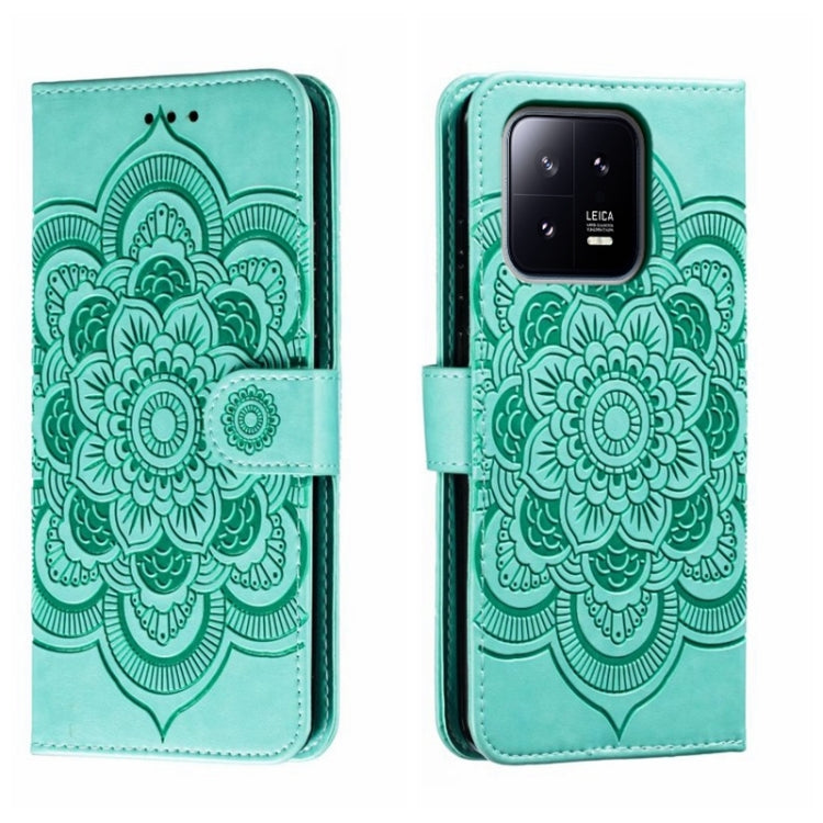 For Xiaomi 13 Sun Mandala Embossing Pattern Phone Leather Case