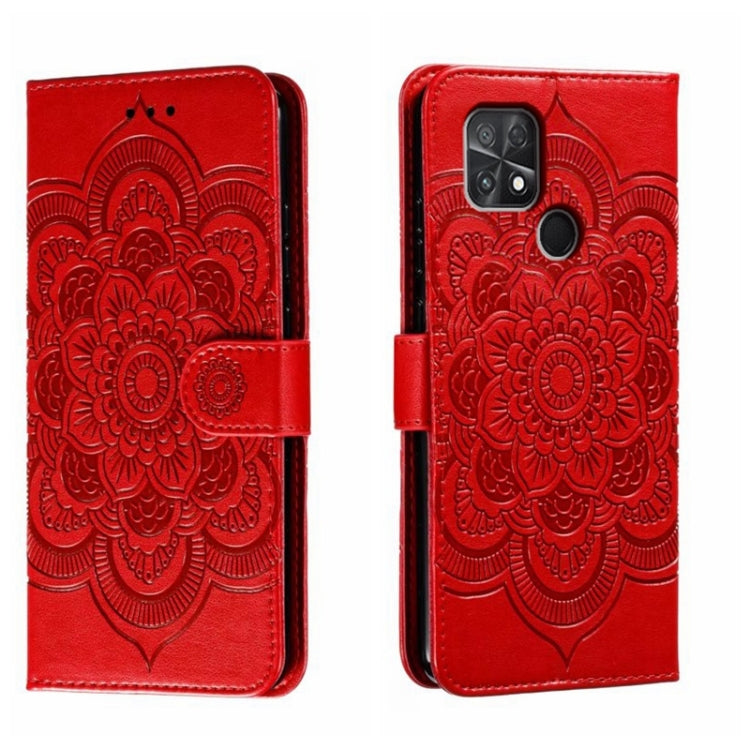 For Xiaomi Poco C40 Sun Mandala Embossing Pattern Phone Leather Case