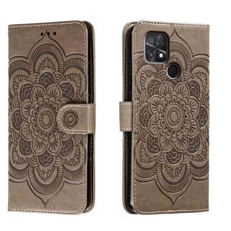 For Xiaomi Poco C40 Sun Mandala Embossing Pattern Phone Leather Case