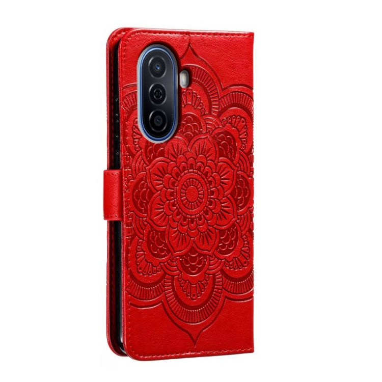 For Huawei Enjoy 50 Sun Mandala Embossing Pattern Phone Leather Case