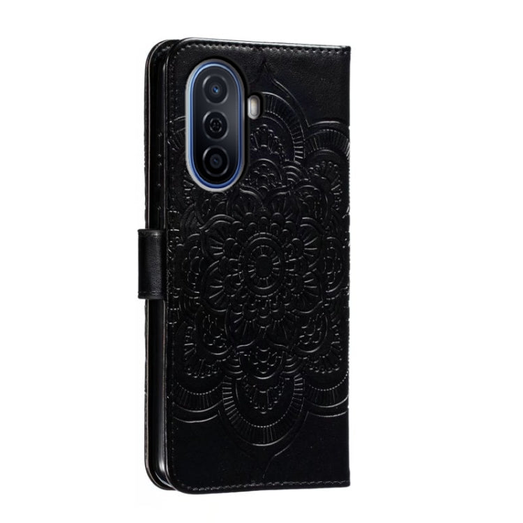 For Huawei Enjoy 50 Sun Mandala Embossing Pattern Phone Leather Case