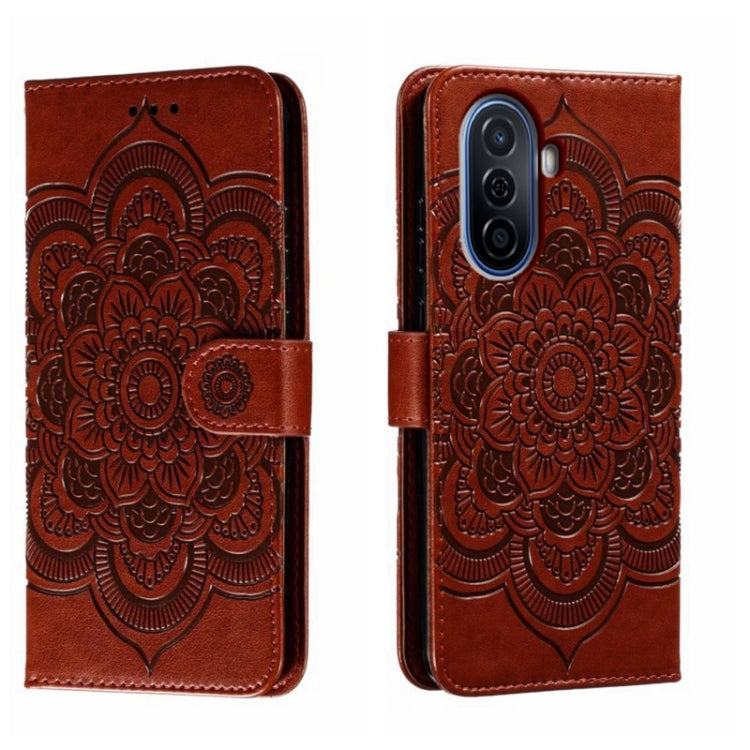 For Huawei Enjoy 50 Sun Mandala Embossing Pattern Phone Leather Case