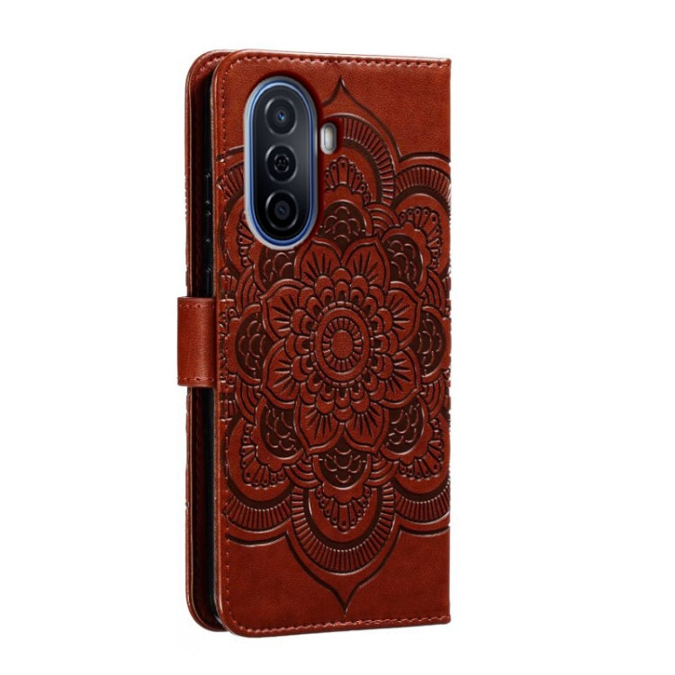 For Huawei Enjoy 50 Sun Mandala Embossing Pattern Phone Leather Case