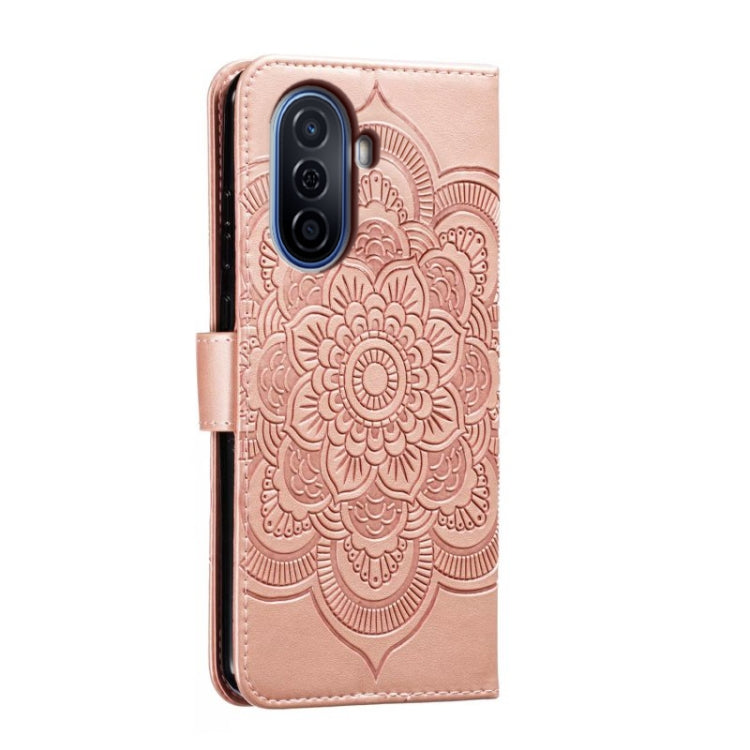 For Huawei Enjoy 50 Sun Mandala Embossing Pattern Phone Leather Case