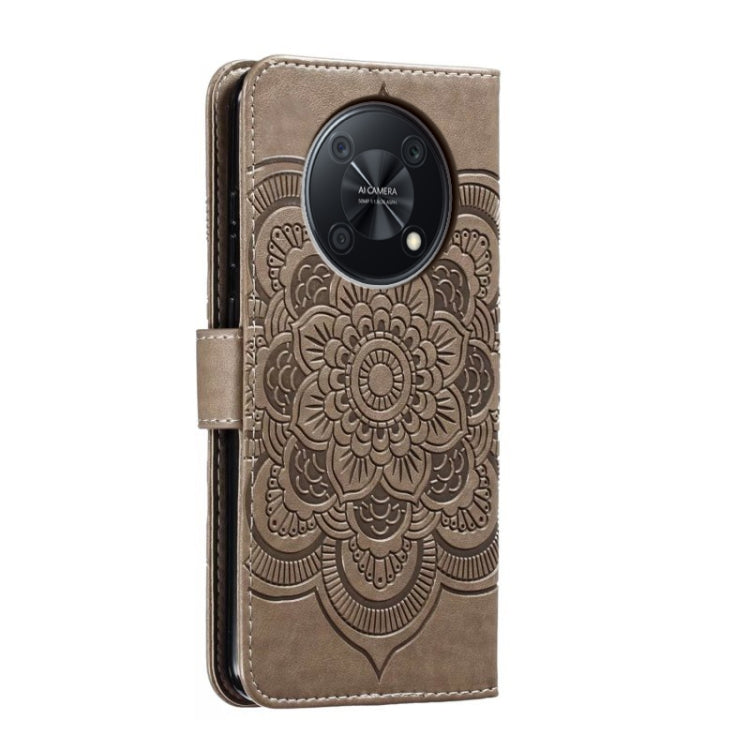 For Huawei Enjoy 50 Pro Sun Mandala Embossing Pattern Phone Leather Case