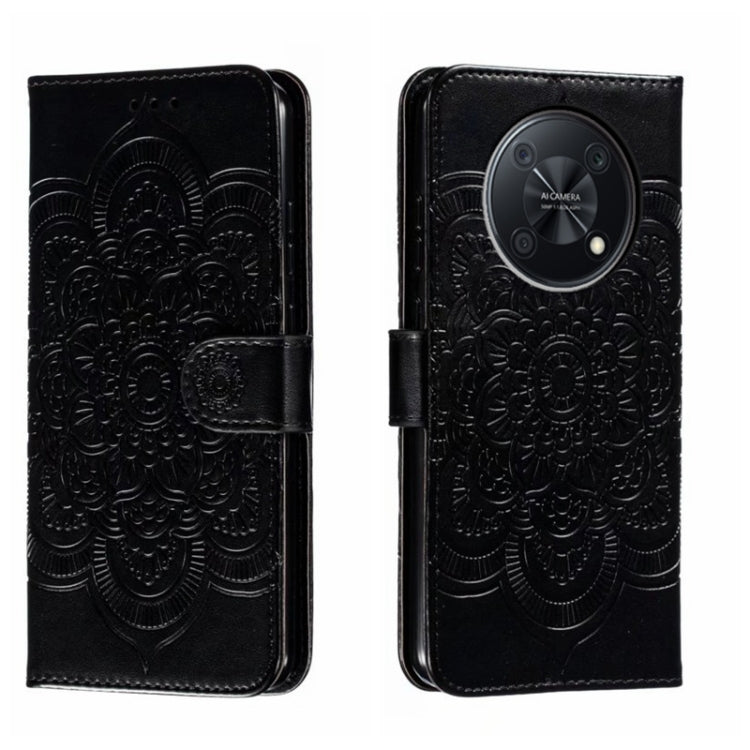 For Huawei Enjoy 50 Pro Sun Mandala Embossing Pattern Phone Leather Case