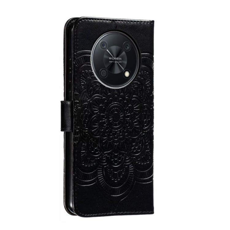 For Huawei Enjoy 50 Pro Sun Mandala Embossing Pattern Phone Leather Case