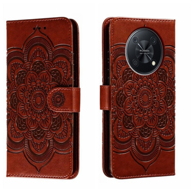 For Huawei Enjoy 50 Pro Sun Mandala Embossing Pattern Phone Leather Case