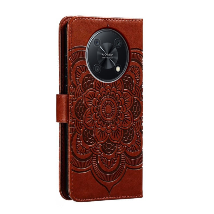 For Huawei Enjoy 50 Pro Sun Mandala Embossing Pattern Phone Leather Case