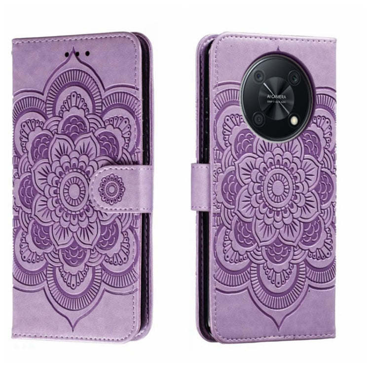 For Huawei Enjoy 50 Pro Sun Mandala Embossing Pattern Phone Leather Case