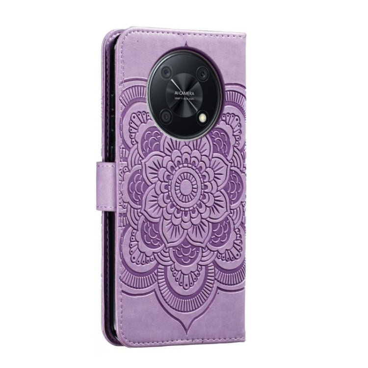 For Huawei Enjoy 50 Pro Sun Mandala Embossing Pattern Phone Leather Case