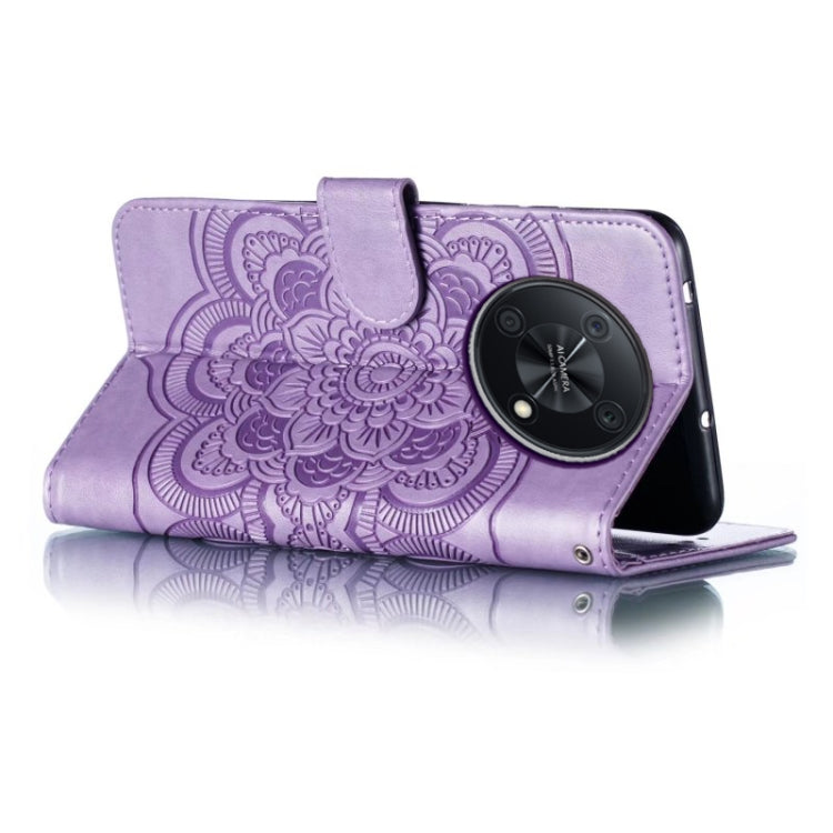 For Huawei Enjoy 50 Pro Sun Mandala Embossing Pattern Phone Leather Case