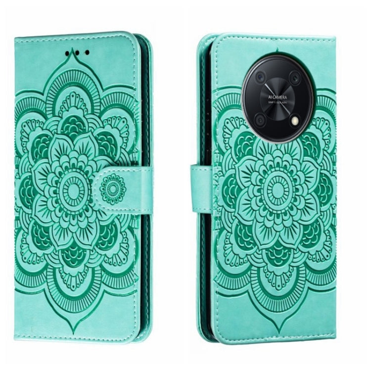 For Huawei Enjoy 50 Pro Sun Mandala Embossing Pattern Phone Leather Case
